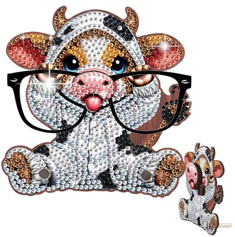SHEGZHUC Diamond Painting Lustige Brillenhalter Kuh, Diamant Painting Brillenständer Tierform Kuh, Sonnenbrillen Aufbewahrung Brillenablage Geschenk für Schreibtisch Heimbüro Deko