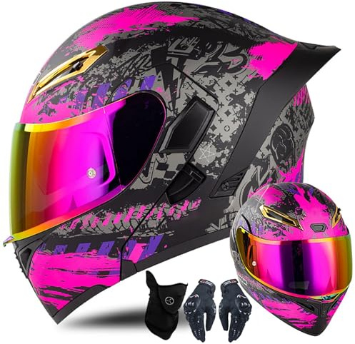 XYYYM Full Face Motorcycle Flip up Front Helmets with Dual Visor, Modular Helmet for Adults Men Women, Multiple Vents and Powerful Ventilation, Bike Moped Scooter Cruiser Chopper Helmet
