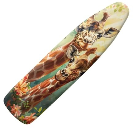 Ironing Board Covers 135 x 45 Brown Giraffe Iron Board Covers and Pad Thick Resist Scorching and Staining Thick Easy Fit Iron Cover Adjustable Elastic Rope Ironing Boards Cover 135x45cm