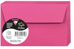Clairefontaine 5571C - Packung mit 20 Umschläge Pollen 90 x 140 mm, 120g, ideal für Einladungen und Korrespondenz, Fuchsia, 1 Pack