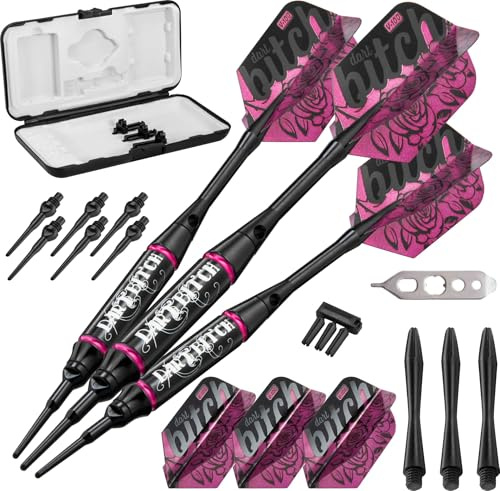 Viper Vanity Soft Tip Darts mit Aufbewahrungs-/Reisetasche: Dart Bitch, 16 Gramm