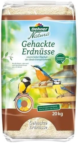 Dehner Natura Premium Wildvogelfutter, gehackte Erdnüsse schalenfrei, Ganzjahresfutter proteinreich / energiereich, hochwertiges Vogelfutter für Wildvögel, 20 kg