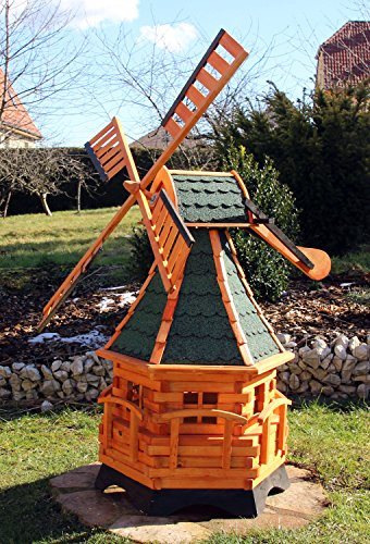 XXL Windmühle 1,40 m aus Holz mit Solar Typ 20 (grün)