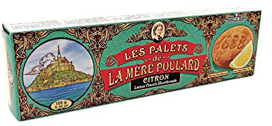 La Mère Poulard, galletas tipo palets de mantequilla y limón, gruesas y crujientes - Caja de 125g