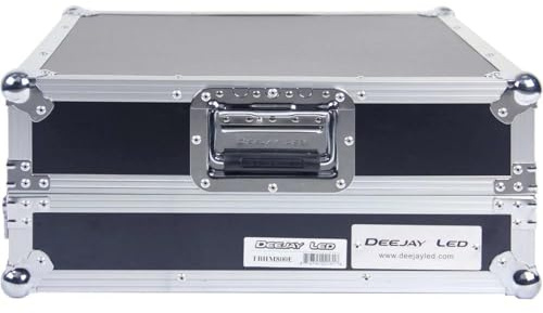 Deejay LED TBH Flight CASE 14U Slant Mixer 16U Vertical Rack System with Full AC Door with Caster Board & 2X Side Tables (TBH14M16UWT2)