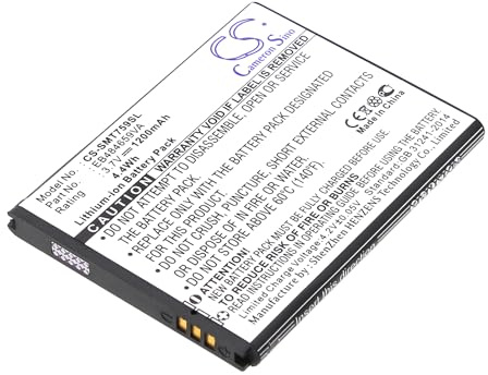 CS-SMT759SL Akku 1200mAh Kompatibel mit [Samsung] Ancora, Conquer 4G, Exhibit 4G, Exhibit II Focus Flash, Galaxy Centura, Galaxy Discover, Player 4.2, Proclaim, Q, S WiFi 4.2, W, Wonder, Xcover, Grav