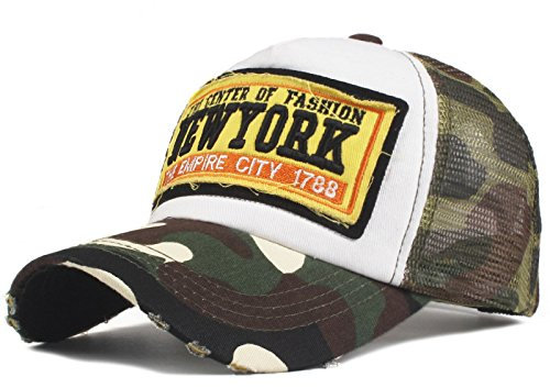 Sporty Trucker Mesh New York Baseballcap Distressed Snapback Vintage Used Look Retro Sommer Oldschool Kappe Mütze Cap Schirmmütze Basecap (Camouflage)