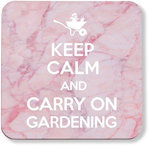 Hippowarehouse Keep Calm and Carry on Gardening pack of 2 coasters gloss finish durable backing 9cm x 9cm