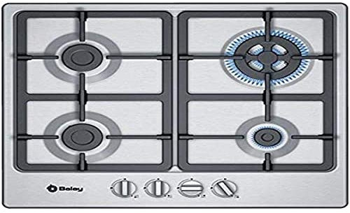 Balay 3ETX565HB - Placa de gas, 60 cm, Quemador Wok, Superficie Acero, 4 zonas, Butano/biometano