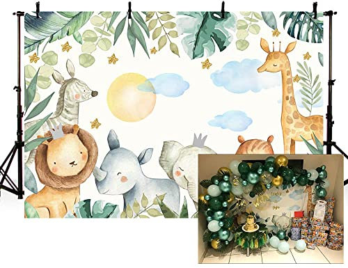 Safari Boy Happy Birthday Party Hintergrund Sommer Grüne Blätter Dschungel Tiere Wild One Geburtstag Fotografie Hintergrund Wald Photo Booth Banner