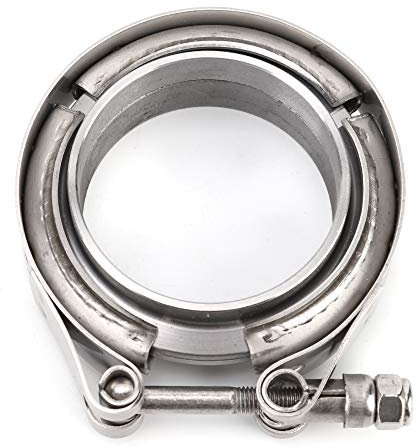 2.25 v Band Exhaust Clamp 2.25 Flange,Universal 2.25 Inch Turbo Exhaust Down Pipe Stainless Steel V-Band Exhaust Flange Clamp 2pcs Flange Kit
