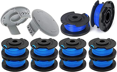 AC14RL3A Fadenspule Rasentrimmer für Ryobi 18 V 24 V 40 V Ersatzspule 0,2 cm, Unkrautfresser String Autofeed 522994001 Kappe, schnurlose Trimmerschnur 3,4 m, 10 Spulen + 2 Kappen
