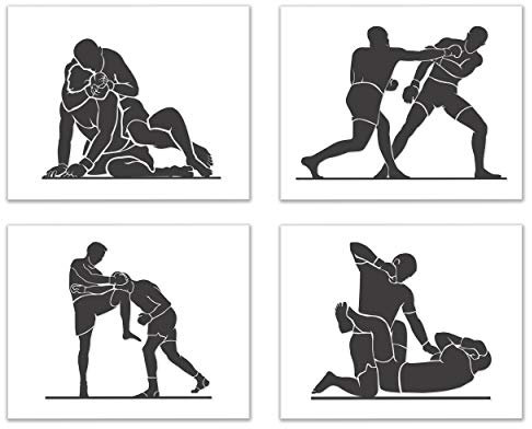 Picture This Prints Mixed Martial Arts Fotos, 4 Stück, 20,3 x 25,4 cm – Boxen, Jiu-Jitsu, MMA, Karate, ungerahmt, Kampfsport-Poster für Wände