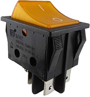 Einbau Wippschalter, 2 polig (4pin) 16A 250~28.5 * 21.9mm Gelb Beleuchtet (5)