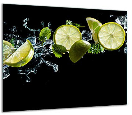 TMK Plaque de recouvrement, 60 x 52 cm, en verre, décorative, pour cuisinières électriques, à induction, anti-éclaboussures, planche à découper, vert citron, vert