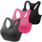 HBselect 3Pcs Sujetador Deportivo Mujer Sujetador de Alto Impacto Sujetador Push up Almohadilla Desmontable Bra Deportivo Sin Costura ​para Yoga Bailar Fitness