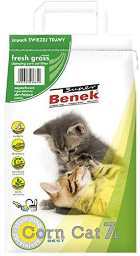 Super Benek 100% Natural Clumping Corn Cat Fresh Grass Clumping Litter 3 x 7 Litres