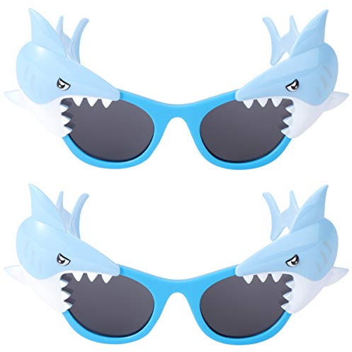 Amosfun Dekorative Party-Brillen, Kunststoff, Hai, Tier, Kinder, Sonnenbrille, Foto-Requisiten, Brillen-Requisiten für Partygeschenke, Sommer, Strand, Urlaub, Kindergeburtstagsgeschenke (blau), 2