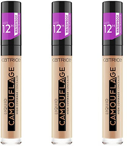 Catrice Liquid Camouflage High Coverage Concealer (3x5ml), flüssig Make-up Abdeckstift, wasserfest, 12h Deckkraft Nr. 015 Honey