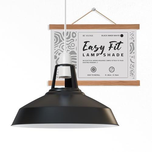 DC VOLTAGE Moderne Retro-Lampenschirme aus Metall, einfache Montage-Lampenschirme, für industrielle Hängeleuchten, Schlafzimmer, Küche, Badezimmer, antiker Lampenschirm (Schwarz)