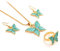SALAN Dubai Indien 14k Feiner Gold Gf Anhänger Halskette Ohrringe Ringe Frauen Schmetterling Papua Neue Party Schmuck Sets Schwarz Blau Grün Geschenk