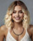 PORSMEER Perücke Blond Natürliche Locken für Frauen/Mädchen Dunkle Wurzel Mittelteil Spitze Perücke Party/Kostüm Dunkelbraune Lace Front Wig