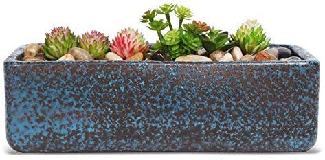 Fivepot Maceta rectangular de terracota para suculentas de 28 cm con agujero de drenaje, maceta rectangular para plantas de información, maceta de bonsái poco profunda para cactus, hierbas, plantas de