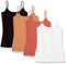 Amazon Essentials Women's Slim-Fit Camisole, Pack of 4, Caramel/Terracotta/White, L