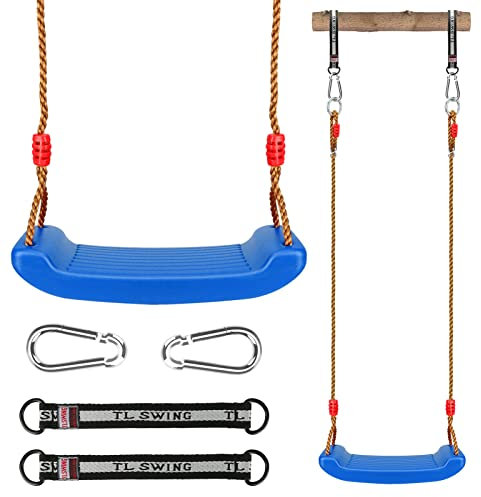 Luckits Juego de columpio para niños, columpios de plástico con cuerda ajustable, resistente, fácil de instalar, asiento oscilante para niños, niñas, interior/al aire libre/patio de recreo/hogar/árbol