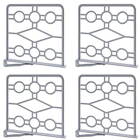 4 Stücke Kleiderschrank Regalteiler, Kleiderschrank Organizer Schrankteiler, Regaltrenner, Regalteiler Set, für Schlafzimmer, Bad, Küche und Büro (Grau)