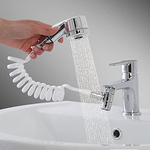 Doccetta per lavandino Universale con Supporto a Muro, Ideale per Interni ed Esterni, Include deviatore e Flessibile da 150 cm