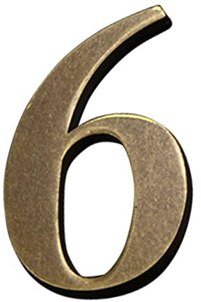 Zayookey Self Adhesive House Number Sign 4 Inch Ancient Copper Home Address Number Rustic Metal for Hotel Room Door Street Mailbox Plaque (Door Number 6)