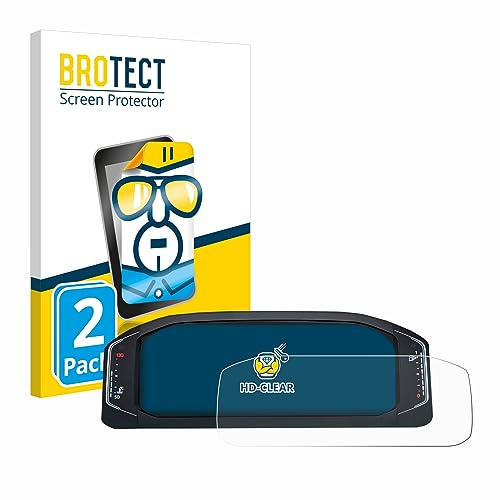BROTECT Schutzfolie für Volkswagen Active Info Display T-Roc | 2 Stück Transparenter Displayschutz Made in Germany Klare Displayschutz-Folie Clear Einfache Montage Case-Friendly