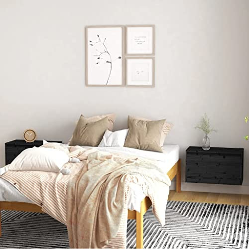 Würfelregale 2 STK, Würfelregal-Set in Moderner Regalwürfel Flexicube Massivholz Kiefer Hängeregal Cube Regal für Bücher DVD Auszeichnungen Büchern Sammlerstücken, Schwarz 60x30x35 cm