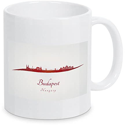artboxONE Tasse Budapester Skyline in Rot von Paul Rommer - Kaffeetasse Städte