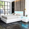 LED Bed Frame Ottoman Gas Lift Up Bed 3ft Single Size Faux Leather Storage Bed Frame for Adults, Teenagers, White (No Mattress)