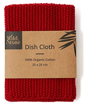 Wild & Stone | Organic Cotton Dish Cloth | Eco-Friendly Kitchen Cloth | Biodegradable & Compostable Cleaning Cloth | Berry