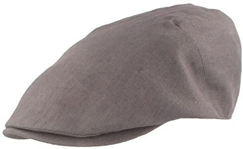 Breiter Herren Schiebermütze Flatcap Schirmmütze 100% Leinen, Futter 100% Baumwolle Leicht & Bequem Grau meliert fein 58