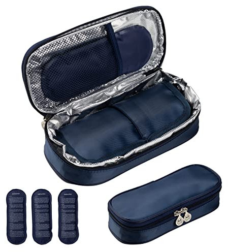 Sinocare Borsa Termica per Mantenere l'insulina e Medicinali, 3 Impacchi di Ghiaccio, Termometro Incorporato