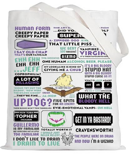 LEVLO WWD Shadows Zitat Canvas Tote Bag Fahim Fazli und Emily Fans Geschenk TV-Show Vampir-Thema Umhängetasche für Familie und Freunde, WWD Tragetasche, Large