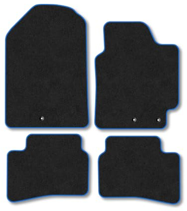 Fits Kia Rio (2017+) Carpet Car Mats | Blue Edge Trim Tailored Fit Floor Mats Full Coverage Protection Accessories Easy Clean Anti Slip Made in the UK