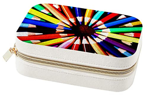 WOSHJIUK Schmuckschatulle Reise Schmuckschatulle,Bunter Regenbogenbleistift,Schmuck Organizer Kleine Schmuckschatullen für Frauen