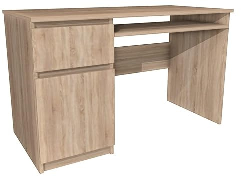 Schreibtisch Eiche Sonoma 120x60 cm - Koma II Schreibtisch - Moderner Schreibtisch - Schreibtisch mit Tastaturablage - mit Tastaturablage - Schubladen Linke oder rechte Seite