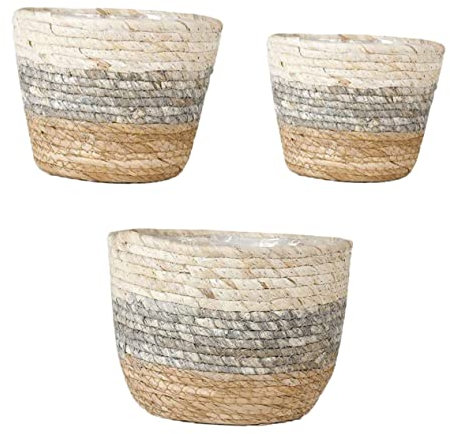 Cabilock Ensemble Élégant De 3 Pots De Fleurs Tissés pour Décoration Dintérieur pour Pot De Fleurs Et Panier De Rangement Décoratif