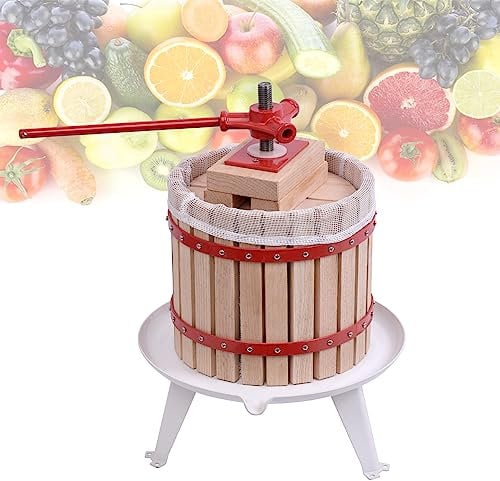 SUBTLETY 12L Manuell Obstpresse Weinpresse Saftpresse Tragbare Fruchtpresse Maischepresse Apfelpresse Obstmühle mit Handkurbel & Pressnetz für Beeren Fruchtsäfte Obstweine Apfelsaft