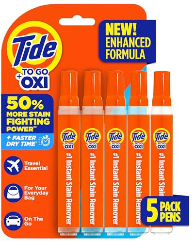 Tide Fleckenentferner für Kleidung, Tide To Go Stift, sofortiger Flecken- und Fleckenentferner für Kleidung, Reise- und Taschengröße, 5 Stück
