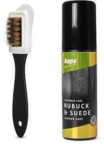 Kaps Leather Conditioner - Colour Restorer of Nubuck and Suede with Sponge Applicator and 4-Sided Shoe Brush, Leather Softener for Shoes, Handbags, Satchels, Gloves - 75ml (2.53 fl.Oz)
