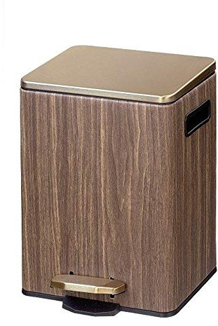 KOHARA Poubelle à pédale maison salon chambre Grain de bois cuir PU poubelles créatives cuisine salle de bains poubelle couvercle