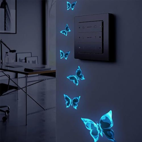 Wandtattoo Schmetterlinge Leuchtend 3D Schmetterling Wandaufkleber Butterfly Wandsticker Schmetterling Wand Dekoration Schmetterlinge Aufkleber Wandtattoo Wohnzimmer für Kinderzimmer 6 Stück