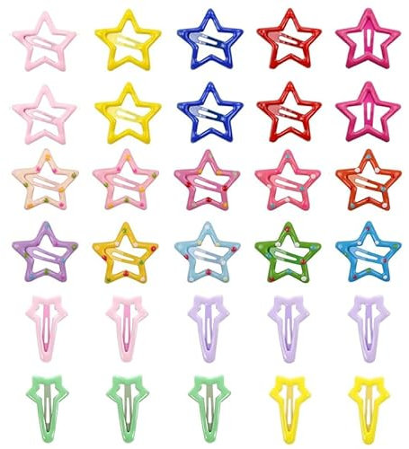 Youery 30 Pezzi Stella Mollette Capelli Donna, Clip BB a Forma di Stella Colorate, Forcina per Bambini, Colorato Stella Clip di Capelli, Fermagli per Capelli a Scatto per Ragazze